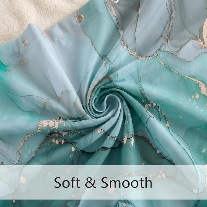 Teal Marble Shower Curtain Turquoise Aqua Modern Luxury Abstract Ink Art Bathroom Decor Waterproof Fabric Bath Curtain 72 x 72 Inch with 12 Hooks