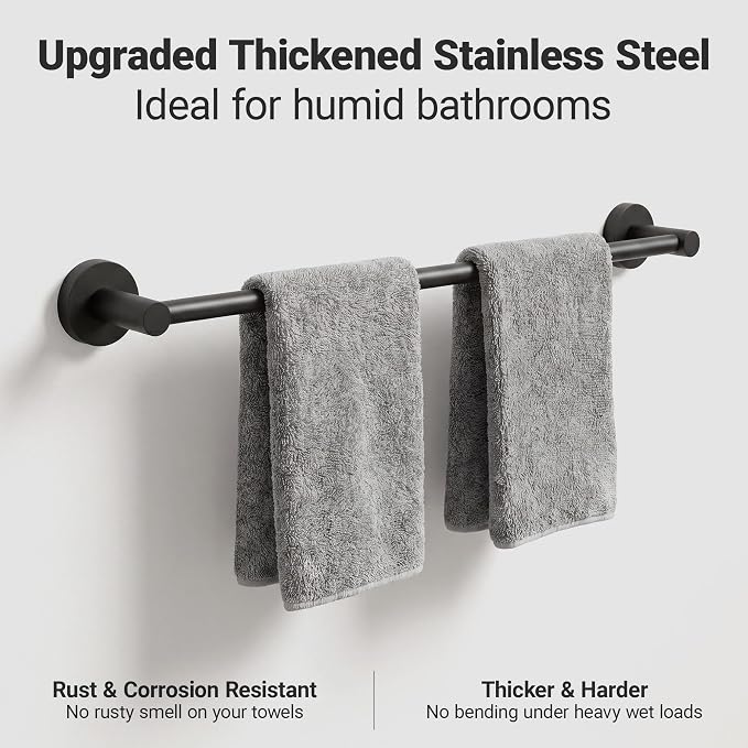 24-Inch Wall Mounted Towel Racks for Bathroom, 4-Piece Towel Bar Set | Rust-Resistant SUS 304 Stainless Steel, 4-Piece Towel Bar Set, Space-Saving Design, Easy Mount for Bath Towel Storage Home