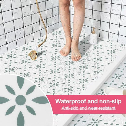 Peel & Stick Floor Tiles Self Adhesive Vinyl Flooring for Kitchen Bathroom Laundry Room Pet House Fireplace 20 Sheets 8"x8" Removable Floor Stickers Home Decor DIY (Light Green)