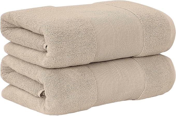 Modern Threads - Air Cloud 2-Pack 100% Zero-Twist Cotton Bath Sheet Set - Super Absorbent & Quick Dry - 500 GSM - Soft & Plush, Sand
