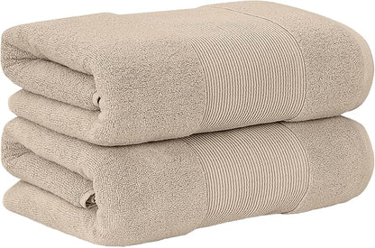 Modern Threads - Air Cloud 2-Pack 100% Zero-Twist Cotton Bath Sheet Set - Super Absorbent & Quick Dry - 500 GSM - Soft & Plush, Sand