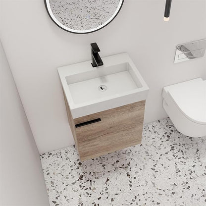 Malwee 18"" Bathroom Vanity with Sink, 18 Inch Floating Bathroom Vanity for Small Space, Single Sink Bathroom Vanity Combo, Modern Bathroom Vanity, Grey Wall Mounted Cabinet Set (HY, 19""*15"")