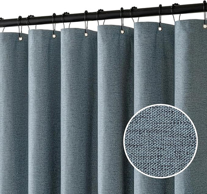 MIULEE Linen Fabric Shower Curtain Dusty Blue W72*L72 12 Metal Hooks | Modern, Heavy Duty, Shower Curtain Set, Waterproof Thick Cloth Shower Curtains, Bathroom Hotel Bathtub, Washable