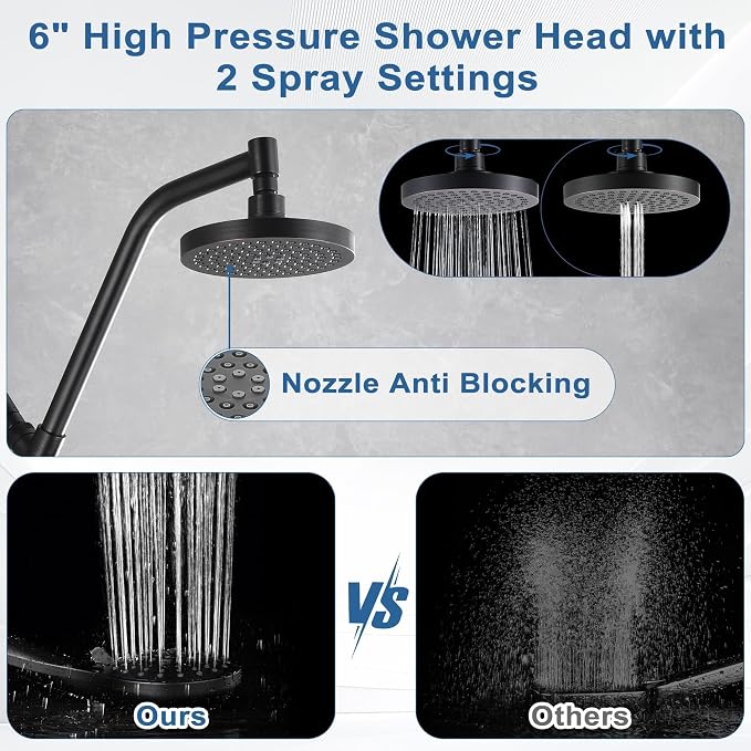 BRIGHT SHOWERS Rain Shower Head with Handheld Combo, Dual Shower System with Slide Bar, Adjustable Height, Brass Slide Bar & Diverter, 60 Inch Stainless Steel Hose, Oil Rubbed Bronze
