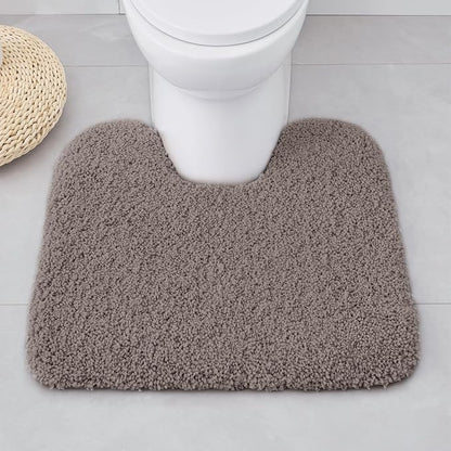 ILANGO Camel Toilet Rugs U Shaped 22" × 24" Non Slip & Super Absorbent Extra Thick Soft, Washable Bath Mats for Bathroom Floor, Microfiber Plush Shaggy Contour Bath Rugs for Toilet,Dry Quick