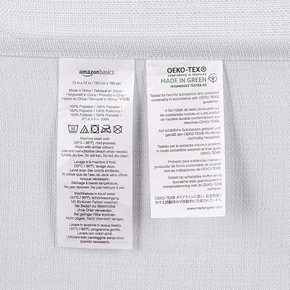 Amazon Basics Linen Style Bathroom Shower Curtain, 100% Polyester, 72" x 72", Bright White (Pack of 8)