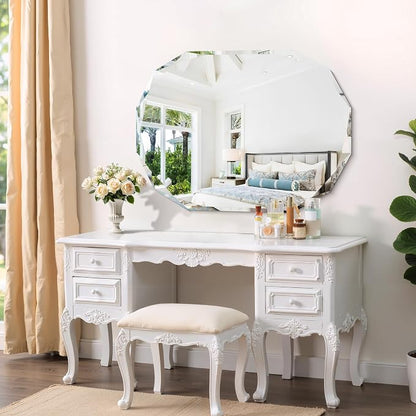 GLASHOM Frameless Bathroom Mirror, 30x40 inch Frameless Wall Mirrors Beveled Edge Wall Mounted, Oval Mirror for Bathroom, Living Room, Over Sink, Entryway Mirror Horizontal or Vertical