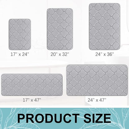 OLANLY Memory Foam Bath Mat Rug 47x24, Ultra Soft and Absorbent Bathroom Rugs, Non-Slip, Comfortable, Machine Washable Bath Carpet for Bathroom Floor, Tub, Shower and Home Decor Accessories, Grey