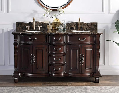64 Inch Traditional Style Solid Wood Hopkinton Double Sink Bathroom Vanity-Model GD-4438SB-64