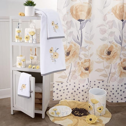 Avanti Linens - Fabric Shower Curtain, Floral Bathroom Decor (Marielle Collection, 72")
