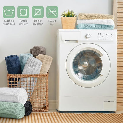 Madison Park Splendor Reversible 100% Cotton Bath Runner, 24 x 72, Green | Tufted Bathroom Rug, 3000 GSM, Hotel Quality, Luxurious Plush, Medium Pile, Absorbent, Quick Dry, OEKO-TEX, Shower Room Décor