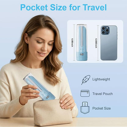 Electric Portable Bidet for Travel & Outdoor Camping, Sky Blue | Pocket size whisper-quiet handheld sprayer 3 pressure modes 1600mAh Long-lasting Battery USB-C Rechargable IPX7 Waterproof