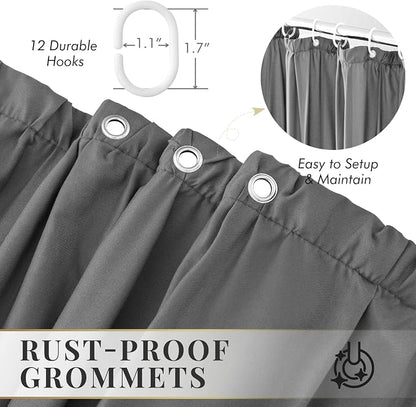 LIPA Boho Rustic Grey Ruffle Shower Curtain 72x72 Inches | Farmhouse Shower Curtains for Bathroom,Water‑Resistant Fabric Shower Curtain,Bohemian Bathroom Decor