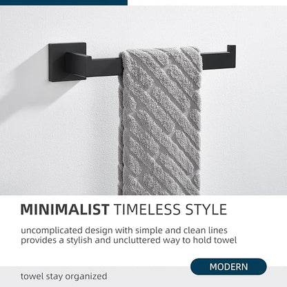 Angle Simple Bathroom Towel Holder Matte Black, 10.24-Inch Hand Towel Rack | Solid Rustproof SUS304 Stainless Steel, Easy Use Open Arm Design for Laundry Kitchen Shower Vanity Sink, Screws Mount
