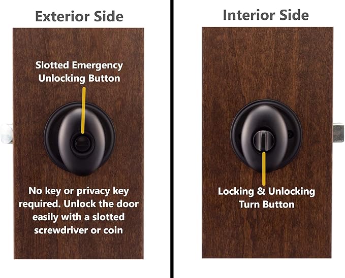 Copper Creek EK2030BC Egg Door Knob, Privacy Function, 1 Pack, in Black