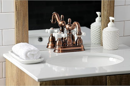 Kingston Brass KB160PXAC Heritage 4" Centerset Bathroom Faucet, Antique Copper,6.19 x 4.69 x 6.19