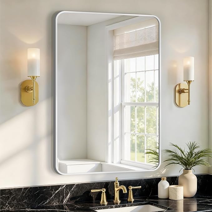 Vanity Bathroom Mirror, 30”x20” Silver Bathroom Mirror for Over Sink | HD Tempered Glass, Anti-Rust Frame, Vertical or Horizontal, Wall Mirrors for Bathroom Sink, Living Room, Entryway, Bedroom