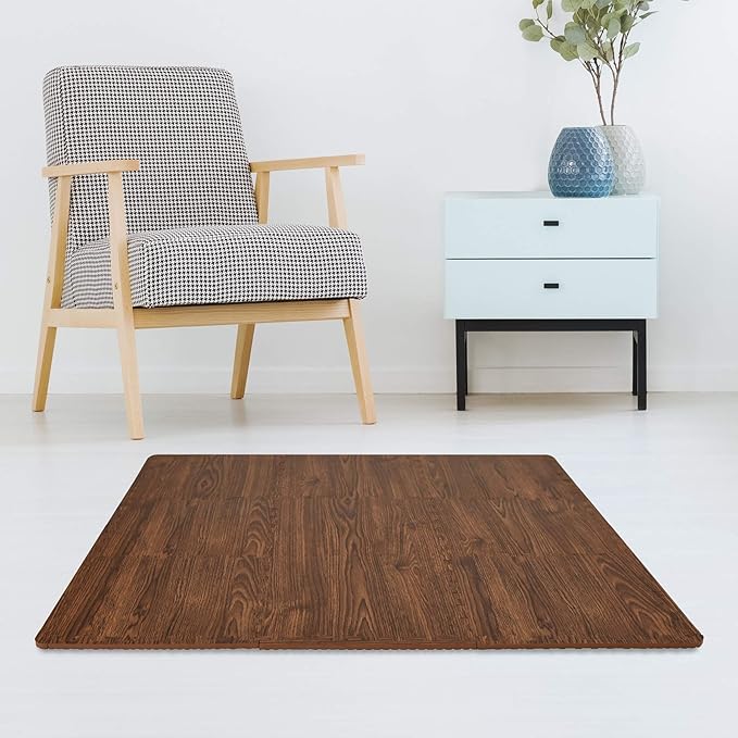 FloorPops Brown Craftsman Interlocking Floor Tiles, FP3593