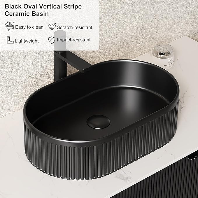 30 inch Floating Bathroom Vanity with Sink, Natural Solid Wood Modern Vanities with Ultra-Thin Ceramic Basin and Marble Top, Soft-Close Drawer, Pre-Assembled, Nature Wood with Black