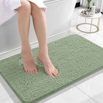 OLANLY Small Bathroom Rugs 24x16, Extra Soft Absorbent Chenille Bath Rugs | Sage Green, Quick-Drying Rubber Backing, Machine Washable Bath Mat for Bathroom Floor, Tub and Shower, Home Decor Accessories