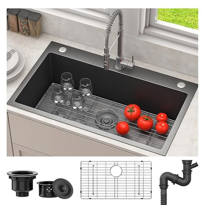 YITAHOME Drop In Kitchen Sink 33 Inch Top mount Stainless Steel Nano | Prep Kitchen, Bar 33 x 19 x 10inch