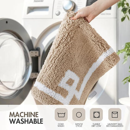 Madison Park Evan 100% Cotton Bath Rug Plush Absorbent, 24" x 40", Taupe | Non-slip Backing, OEKO TEX, Luxurious Tufted Plush Bath Mat for Bathroom, Quick Dry, Spa Design Decorative for Shower Room
