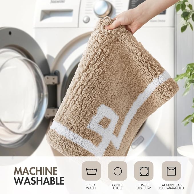 Madison Park Evan 100% Cotton Bath Rug Plush Absorbent, 20" x 30", Taupe | Non-slip Backing, OEKO TEX, Luxurious Tufted Plush Bath Mat for Bathroom, Quick Dry, Spa Design Decorative for Shower Room