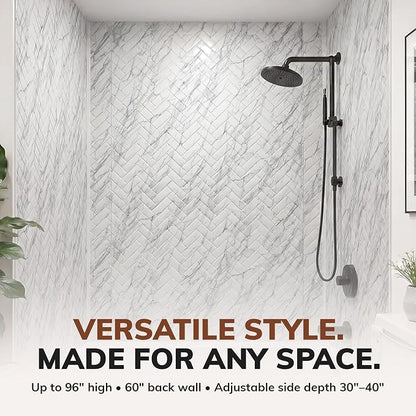 From Plain To Beautiful In Hours 133-640-HERR-KIT Herringbone Tile - Tub and Shower Wall Panels Surround (Covers/ 96 sq. ft.), Marble, 1 Piece