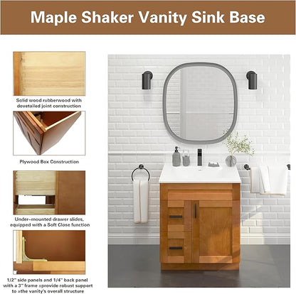 30" Shaker Bathroom Vanity Sink Base with Drawers (Ready-to-Assemble) (Maple Shaker Vanity Base)