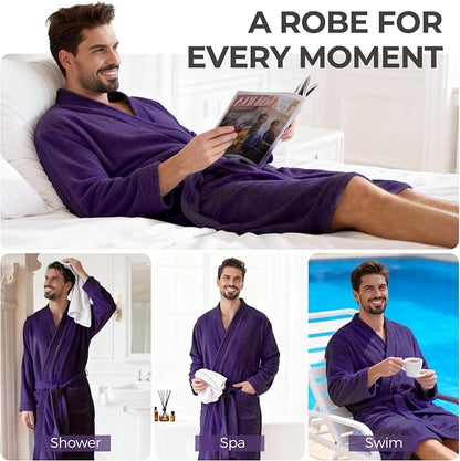 PJGGZ Towel Robe for Men - Ultra-Absorbent Soft Quick Dry Towel Bathrobe Kimono for Shower, Spa & Hotel