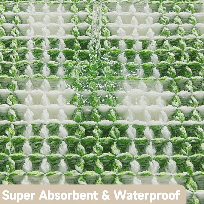 TYUU Waffle Bath Mat, Cute Bathroom Rugs Non Slip, 48x24 Green & White | Super Absorbent Quick Dry Bath Rug, Non-Slip Backing, Soft Waffle Washable Farmhouse Bathroom Mats, Tub, Shower & Home Decor