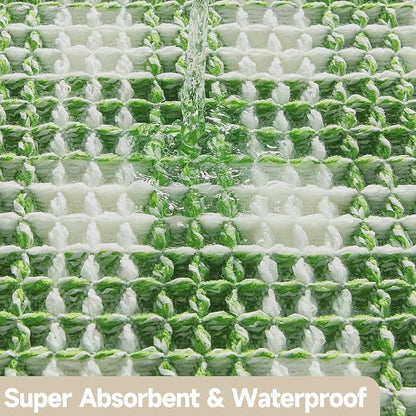 TYUU Waffle Bath Mat, Cute Bathroom Rugs Non Slip, 48x24 Green & White | Super Absorbent Quick Dry Bath Rug, Non-Slip Backing, Soft Waffle Washable Farmhouse Bathroom Mats, Tub, Shower & Home Decor