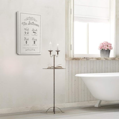 Stupell Industries Guide To Bathroom Procedures Linen Look XXL Stretched Canvas Wall Art, Proudly Made in USA | Stupell Industries · By Lettered and Lined · Ready to hang · Clean diagram style for bathroom decor · Made in USA