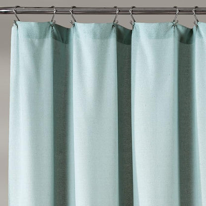 Lush Decor Linen Button Shower Curtain Single 72" W x 84" L Blue & White - Extra Long Shower Curtains - Blue Shower Curtain Fabric - Farmhouse Bathroom Decor