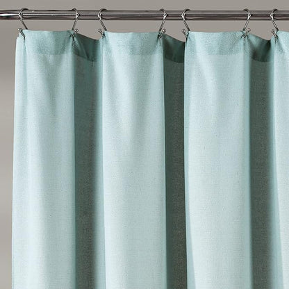 Lush Decor Linen Button Shower Curtain Single 72" W x 78" L Blue & White - Extra Long Shower Curtains - Blue Shower Curtain Fabric - Farmhouse Bathroom Decor