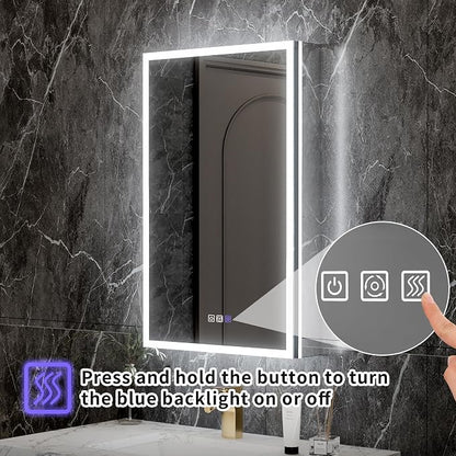 32x20 Lighted Medicine Cabinet with Mirror & Magnifier,LED Medicine Cabinet Mirror for Bathroom, Color Temp, Defogger, Front&Backlit, Built-in Outlets, Dimmable, Soft Close DTC Hinges, Right Opening
