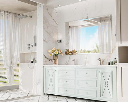 Keonjinn Beveled Bathroom Mirror 55” x 36“, Rectangle Mirrors for Bathroom Sink, Large Wall Mirror,Shatterproof, Modern Decorative for Living Room, Entryway, Bedroom, Horizontal/Vertical
