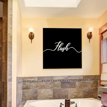Renditions Gallery Black Flush Sign Bathroom Décor Gallery Wrapped Canvas Wall Art, 16x16,