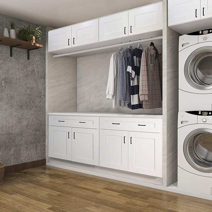 Design House Brookings Shaker Bridge Wall Kitchen Cabinet W3012, 30 W x 12 D x 12 H, Painted White, Solid Wood, Ready to Assemble, 561621