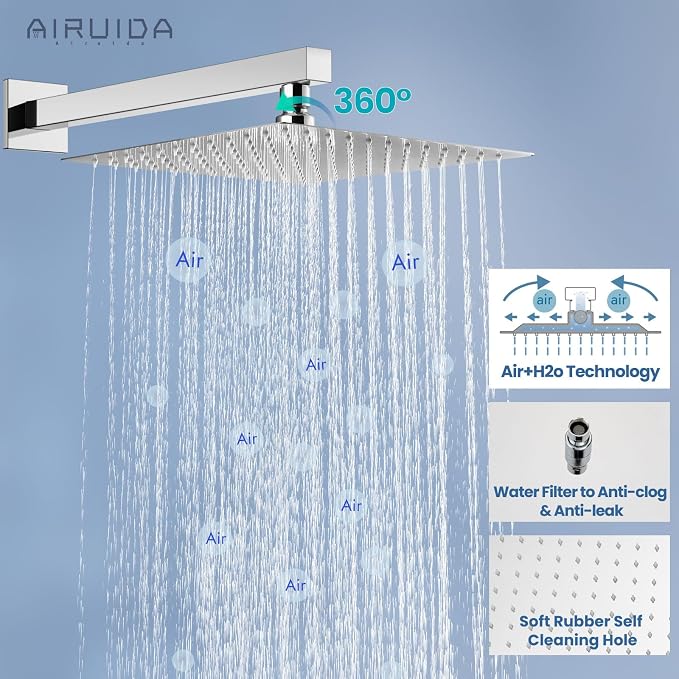 Airuida Shower Faucet Set,10 Inch Shower Valve Kit,Chrome Polish | Male Threads,Rough-in Valve Shower Trim Kit,Single Handle Control Shower Set