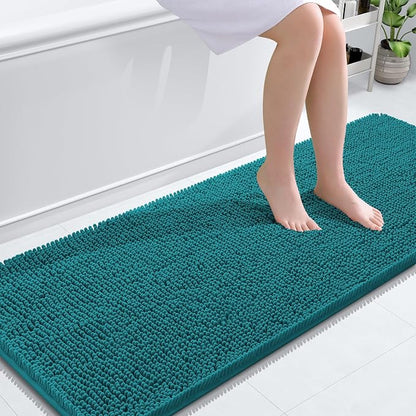 OLANLY Bathroom Runner Rugs 59x24, Extra Soft Absorbent Chenille Bath Rugs | Deep Lake, Quick-Drying Rubber Backing, Washable Long Bath Mat for Bathroom Floor, Tub and Shower, Home Decor Accessories