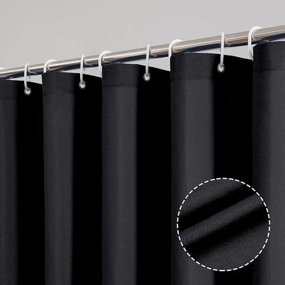 OVZME Zora Solid Black Shower Curtain for Bathroom, Fabric Shower Curtain- Soft Cloth & Hotel Spa Quality, Water Repellent, Machine Washable Shower Curtain Set with 12 Hooks, Grommets Top, 72Wx72L