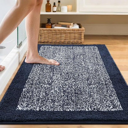 48x32 Large Bathroom Rugs Washable Non Slip, Dark Blue Bath Mat for Bathroom Floor Tub, Soft Absorbent Quick Dry Mats for Shower, Bathtub,Home Decor