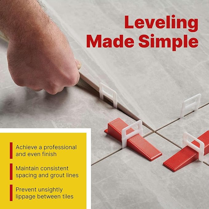 500 Pcs Tile Leveling System Clips with 1/16" (1.5mm) Clips - Saves Time for Perfect Precise Installation of Ceramic Tiles - Get Professional Results for Your Shower, Bathroom, Backsplash
