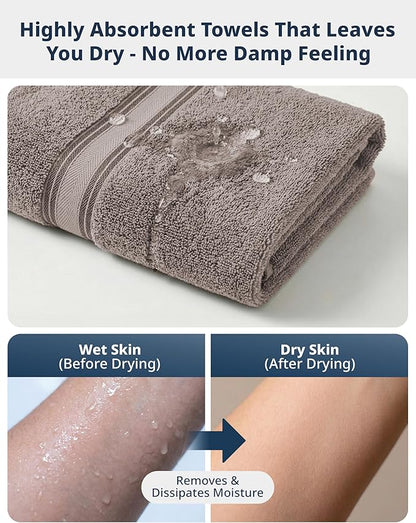 LANE LINEN Towel Set Soft Absorbent Quick Dry 100% Cotton - Platinum | Cotton Bath Towels - Lightweight & Breathable, Fade-Resistant Color, Classic Terry Weave, Densely Woven, Coordinated Colors