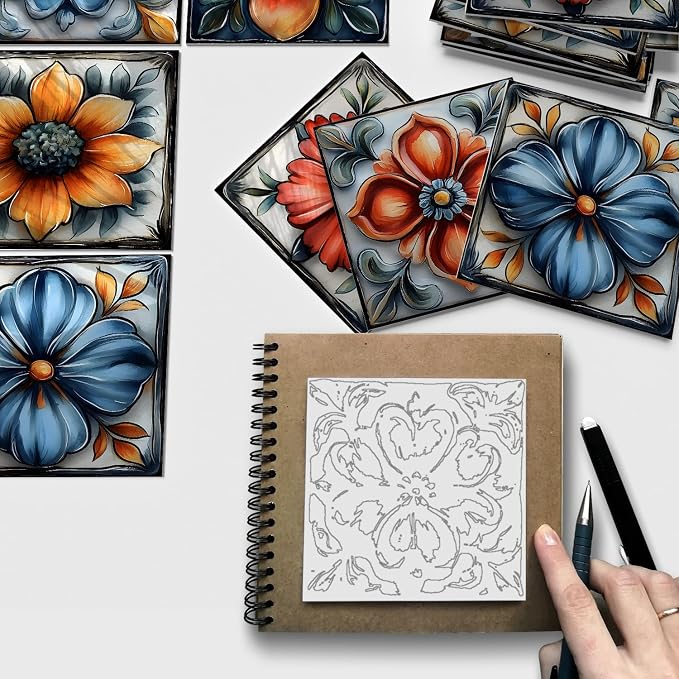 Easy Peel Stick wall Tile Stickers 6x6in Stick on backsplash Tiles,12Pcs | removable 3D tile for kitchen RV bathroom laundry backsplash decor,Ultra-high-definition printed flower pattern
