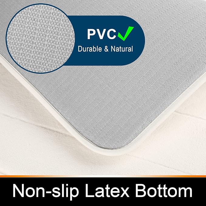 Yimobra Memory Foam Bath Mat, Super Soft Absorbent Bathroom Rug Non Slip, Quick Dry, Machine Washable Floor Carpet for Tub Shower, Home Decor Accessories, 24x17, Cream
