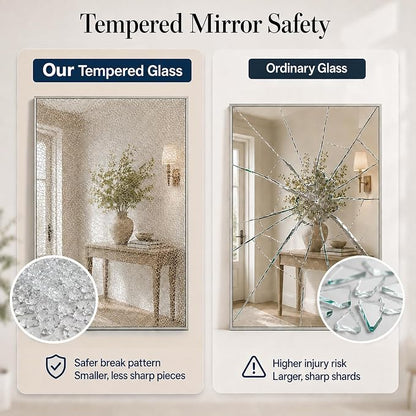24"x36" Brushed Nickel Framed Rectangle Bathroom Vanity Wall Mirror | Over-Sink Vanity Mirror, Slim Metal Frame, Entryway or Dresser Use, Vertical/Horizontal Mount, Tempered Glass