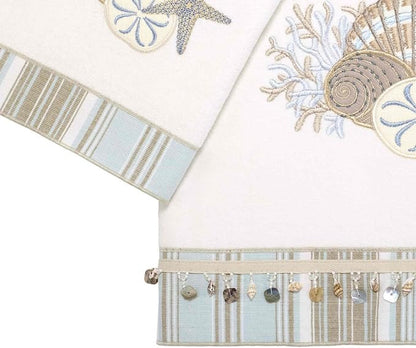 Avanti Linens - 3pc Towel Set, Soft & Absorbent Cotton, Coastal Home Decor (By the Sea Collection, White)
