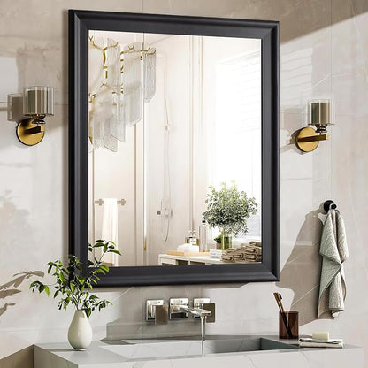Black Wall Mirror for Bathroom,Rectangle Large 30 x 36 Inch Vanity Mirrors | Rustic Hanging Mirror for Living Room,Bedroom,Entryway